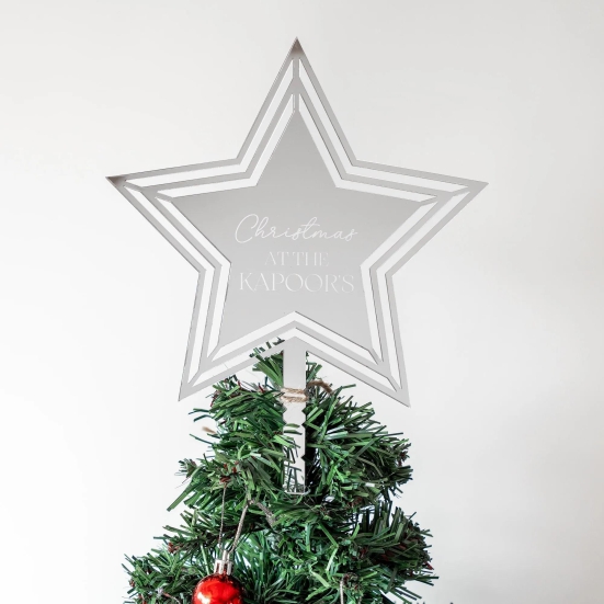 Personalized Tree Topper - Star - COD Not Applicable-Medium / Silver