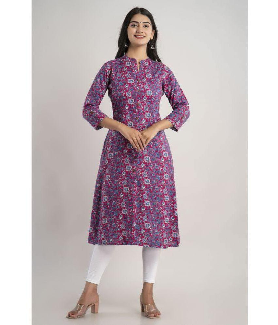 MAUKA - Pink Rayon Womens Front Slit Kurti ( Pack of 1 ) - None