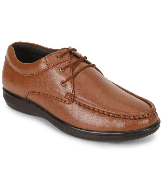 UrbanMark Men Cushion Comfort Flexible Faux Leather Shoe Formal Shoe with Lace - Tan - None