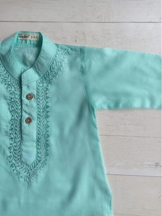 Embroidered Malmal Kurta | Sky Blue | Newborn to Adult-6-7Y