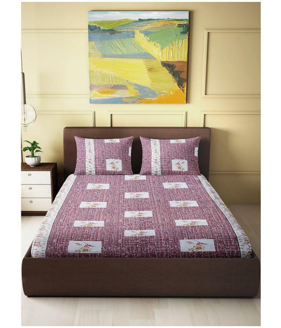 Abhikram - Maroon Cotton Single Bedsheet with 2 Pillow Covers - Maroon