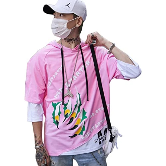 London Hills Printed Cotton Oversized Hoodies For Men | Half Sleeve Oversized T-shirt