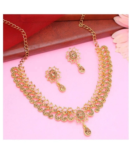 Sukkhi Alloy Golden Traditional Necklaces Set Choker - Golden