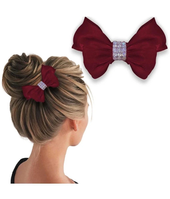 Lykaa Korean Style Hair Bows Barrette Hair Accessories For Girls And Women (Pack of 1) Red - Red