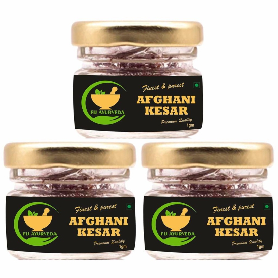 FIJ AYURVEDA Natural & Finest A++ Grade Afghani Kesar Thread |Original Kesar| Saffron/ Keshar/ Zafran /Jafran for Beauty & Health Care ? 3GM (Combo Pack)