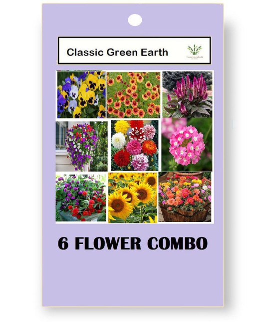 CLASSIC GREEN EARTH - Flower Seeds ( 6 FLOWER COMBO 300 SEEDS FOR HOME GARDENING )