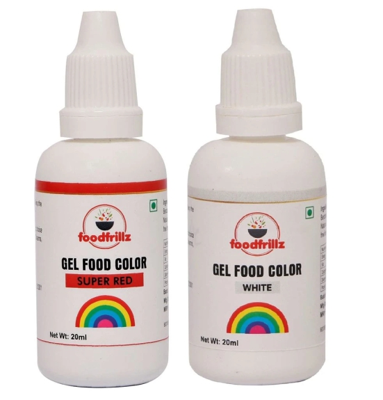 foodfrillz Super Red and White Food Gel Color, Pack of 2 Finest colour for Cake,cookies,Ice Creams,Sweets