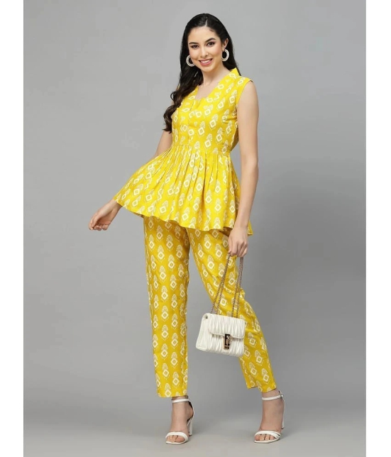 Stylum Yellow Printed Pant Top Set - None