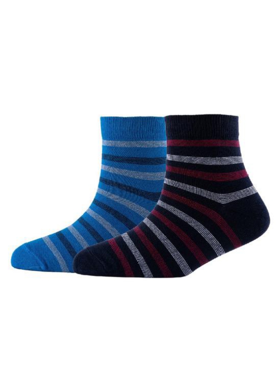 Men Pack Of 2 Striped Cotton Ankle Length Socks