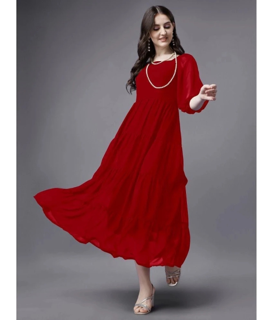 JASH CREATION - Red Georgette Womens Gown ( Pack of 1 ) - None