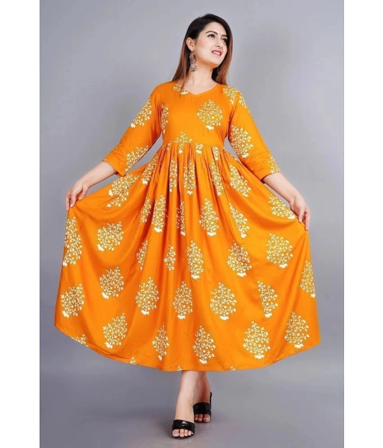 SIPET - Mustard Rayon Womens Anarkali Kurti ( Pack of 1 ) - None