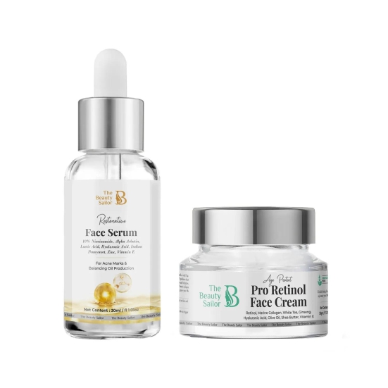 Combo of 10% Niacinamide Face Serum (30ml) and Pro Retinol Face Cream (50g)