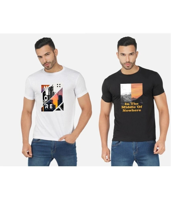 CHOZI Cotton Blend Regular Fit Printed Half Sleeves Mens T-Shirt - Multicolor ( Pack of 2 ) - None