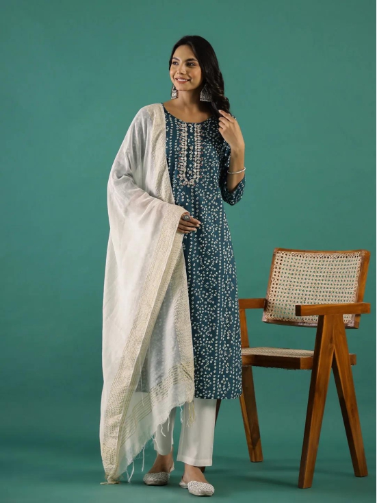 Green & White Kurta Set-Small