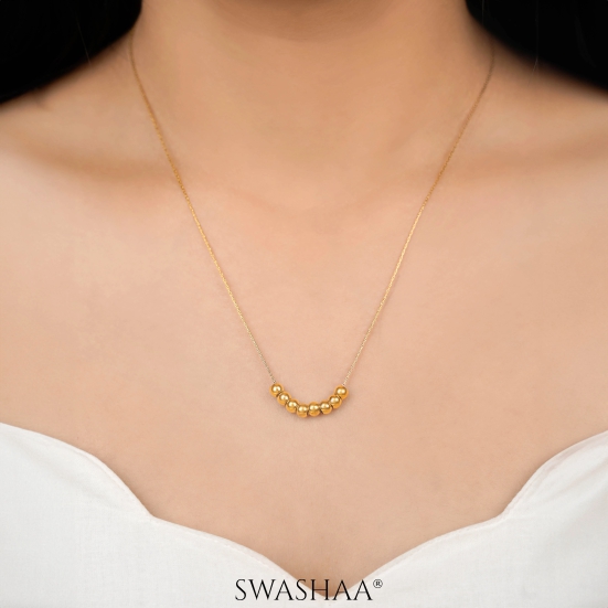 Henaa Beads 18K Gold Plated Necklace-Gold