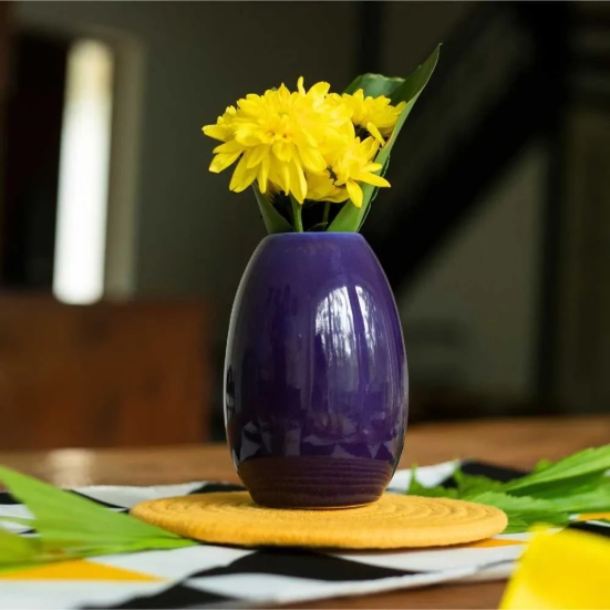 Oval Ceramic Table Vase Deep Purple