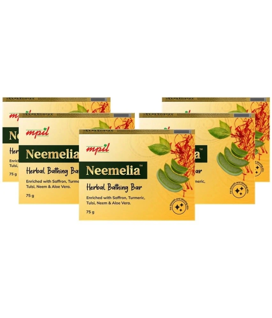 Mpil Wellness Neemelia Herbal Bathing Bar Pure Neem & Kesar Soap All Skin Types (Pack of 5)