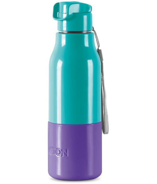 Milton Steel Sprint 600 Insulated Inner Stainless Steel Water Bottle, 510 ml, Aqua Green | Hot or Cold | Easy Grip | Leak Proof | Kids School Bottle | Office | Gym | Hiking | Treking | Trave