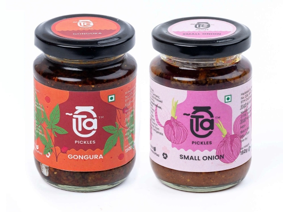 Ta Pickles | Gongura & Small Onion Pickle | 150g [Pack of 2] Combo Made with Cold Pressed Oil | Homemade | Traditional Indian Taste | Natural | No Pr