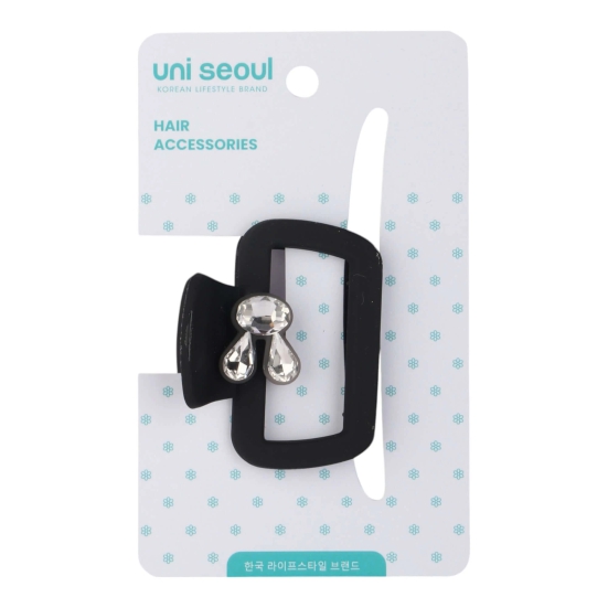 Korean Square Claw Bunny Hair Clutcher-Black