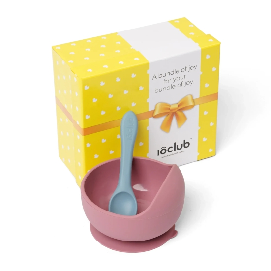 Kids Silicone Bowl Gift Set Pink-Grey