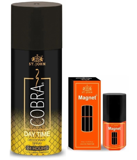 ST.JOHN Cobra Day Time 150ml & Magnet 10ml Deodorant Spray & Perfume for Men (160ml)- Pack of 2