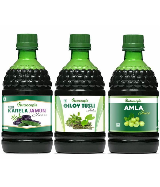 NUTROCOPIA Neem Karela Jamun, Giloy Tulsi & Amla Juice Pack of 3 of 400 ML(1200 ML)