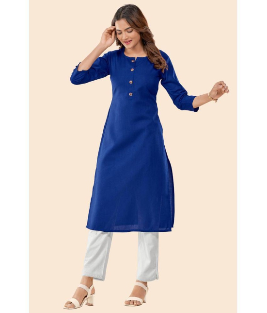 Glomee - Blue Cotton Womens Straight Kurti ( Pack of 1 ) - None