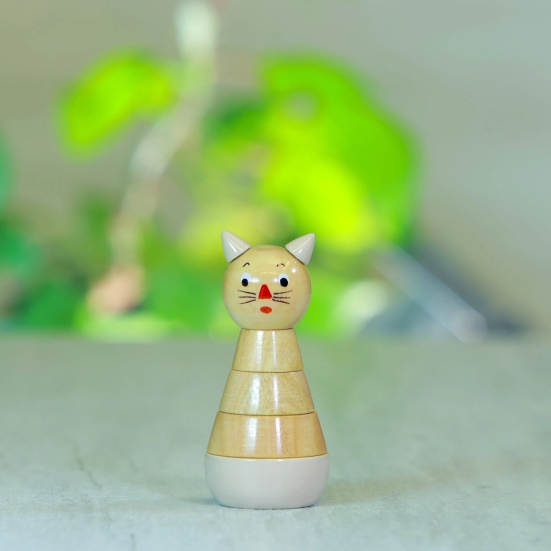 Wooden Cat Stacking Toy-White