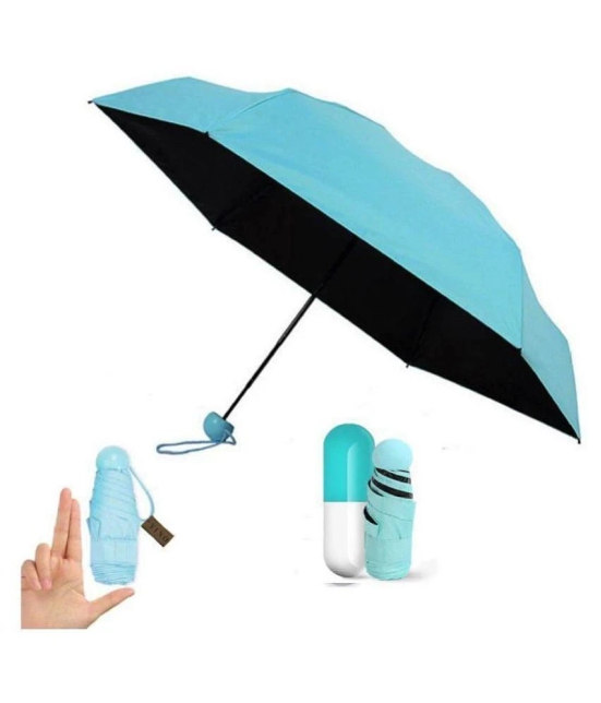 Not Available Designer Ultra Mini UV Coated 4-Fold Travel Capsule Umbrella, (Best for Gifting Purpose and Best fit for Kids) 85 cm Sky Blue - Blue