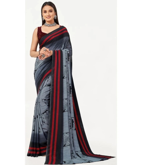 LEELAVATI - Grey Georgette Saree With Blouse Piece ( Pack of 1 ) - Grey