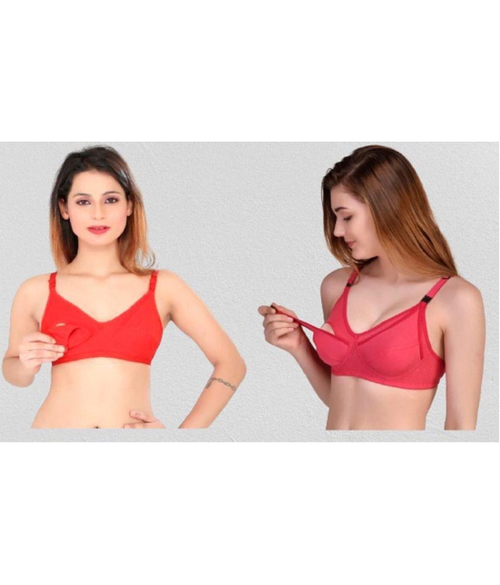 Zourt - Multicolor Cotton Solid Women's Maternity Bra ( Pack of 2 ) - 34B