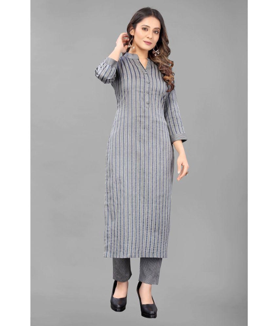 MEHZEEL FAB - Grey Straight Cotton Silk Women's Stitched Salwar Suit ( Pack of 1 ) - None