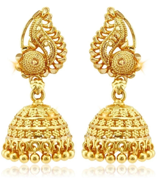 VIVASTRI Golden Jhumki Earrings ( Pack of 1 ) - Golden