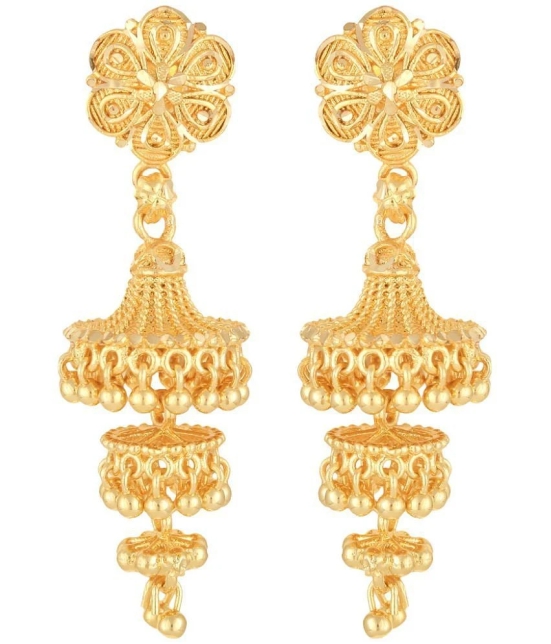 VIVASTRI Golden Jhumki Earrings ( Pack of 1 ) - Golden