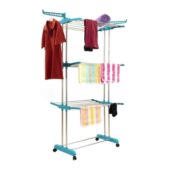 3-Tier Rolling Clothes Airer Heavy Duty Laundry Drying Rack