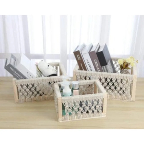 Macrame Set Of 3 Storage Box