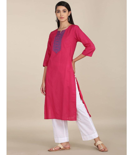 Karigari - Pink Cotton Women's Straight Kurti ( Pack of 1 ) - None