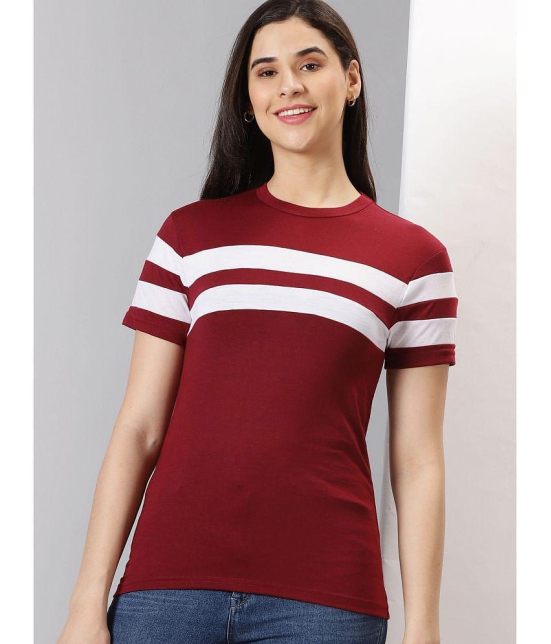 AUSK - Maroon Cotton Blend Regular Fit Women's T-Shirt ( Pack of 1 ) - None