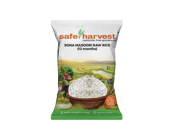 Safe Harvest Sona Masoori Raw Rice (12 Months), 5 Kg