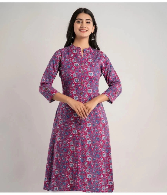 MAUKA - Pink Rayon Womens A-line Kurti ( Pack of 1 ) - None