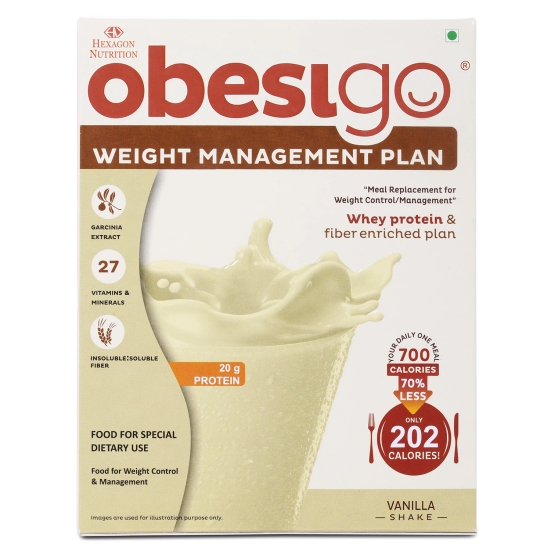 Obesigo BLCD Obesigo Meal Replacement Weight Loss And Weight Management Plan (Vanilla Flavor) - 350Gm (7 Sachets Of 50G Each)