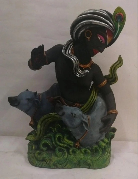 Unique International Krishna statue with couple of cow