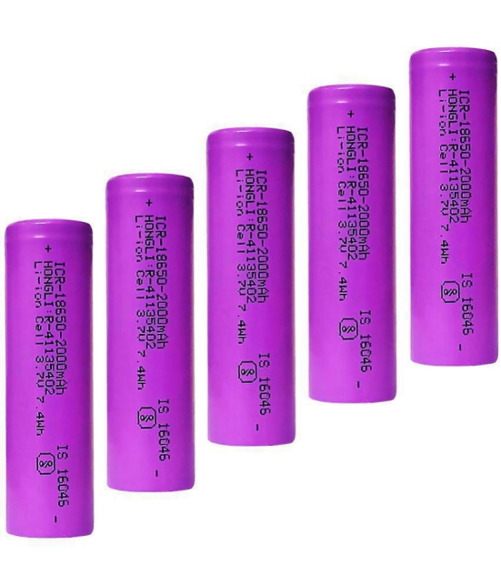 A Grade 18650 Li-ion 2000mAh Rechargeable Battery (PACK OF 5) - Assorted