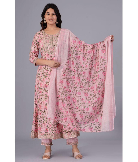 Doriya - Pink Anarkali Cotton Blend Women's Stitched Salwar Suit ( Pack of 1 ) - None