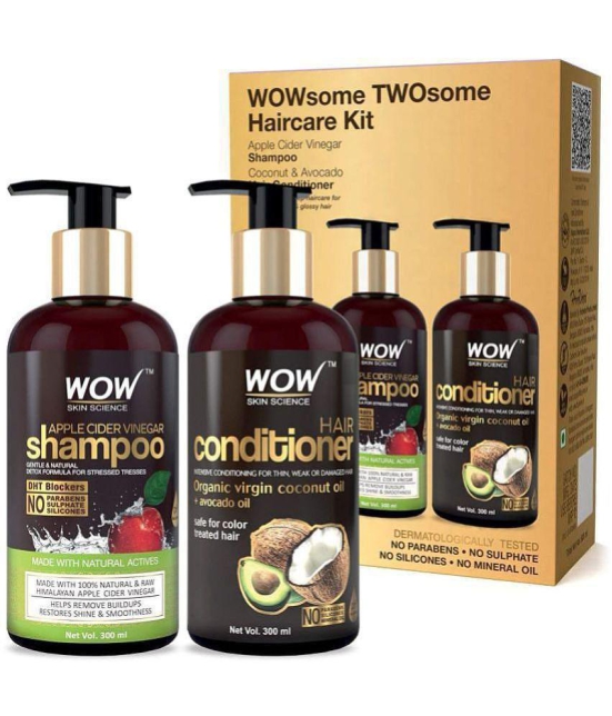 WOW Skin Science Apple Cider Vinegar Hair Care Combo Kit 600ml(Shampoo+ Conditioner)