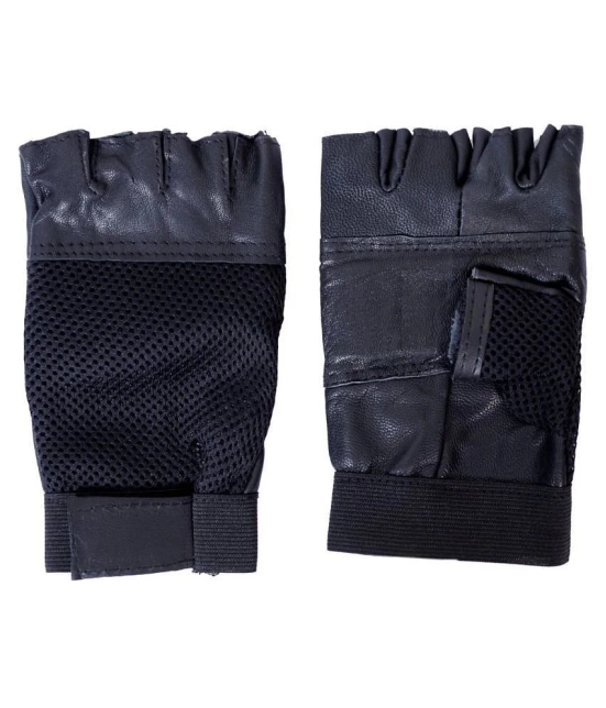 Body Maxx Leather Gym Gloves (Black) - L