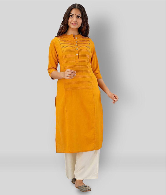 Lee Moda - Yellow Cotton Women's Straight Kurti - None