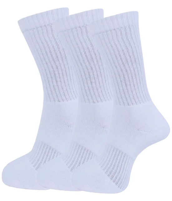 Dollar - Cotton Blend Mens Solid White Full Length Socks ( Pack of 3 ) - White