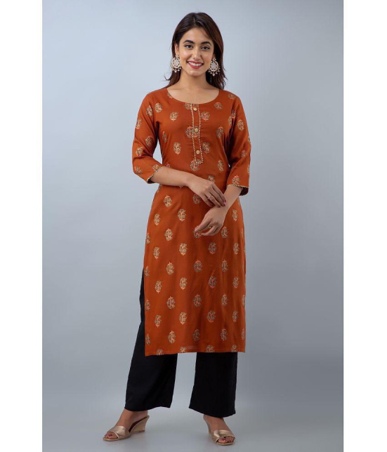 Doriya Brown Rayon Kurti With Palazzo - Stitched Suit - None